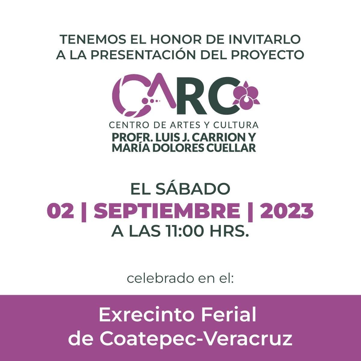 Invitación con el logo de CARC
