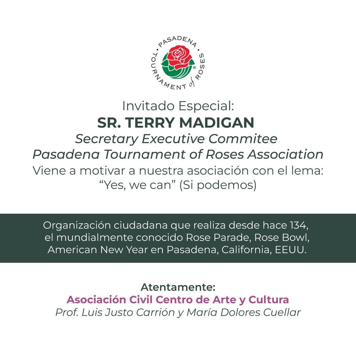 Invitación con el invitado especial Terry Madigan